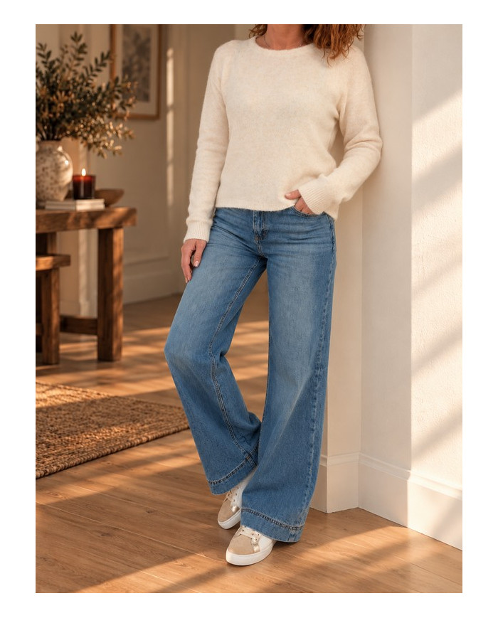 Pull beige & dos dentelle