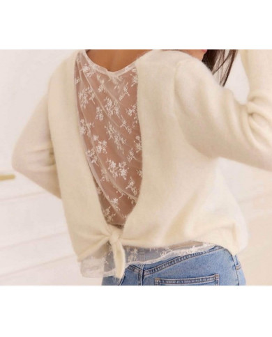 Pull beige & dos dentelle