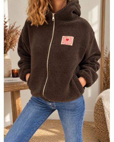 Veste polaire chocolat à capuche Astra
