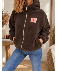 Veste polaire chocolat à capuche Astra