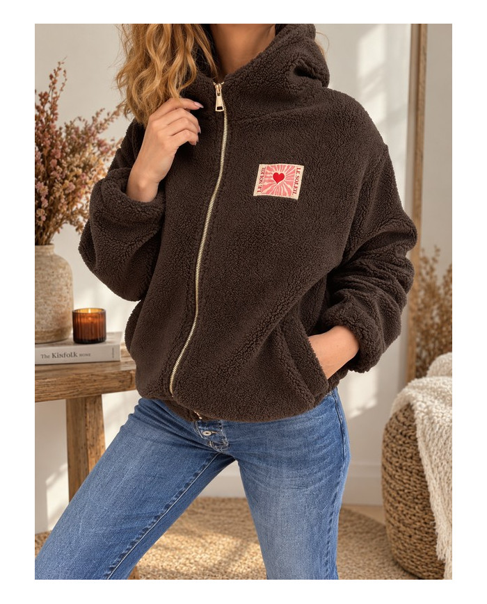 Veste polaire chocolat à capuche Astra