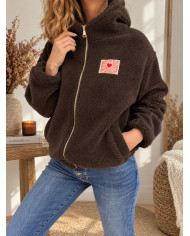 Veste polaire chocolat à capuche Astra