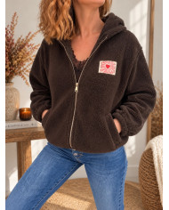 Veste polaire chocolat à capuche Astra