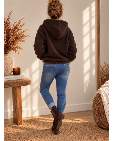 Veste polaire chocolat à capuche Astra