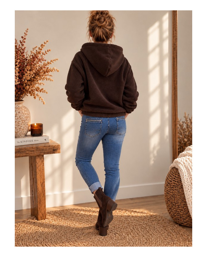 Veste polaire chocolat à capuche Astra