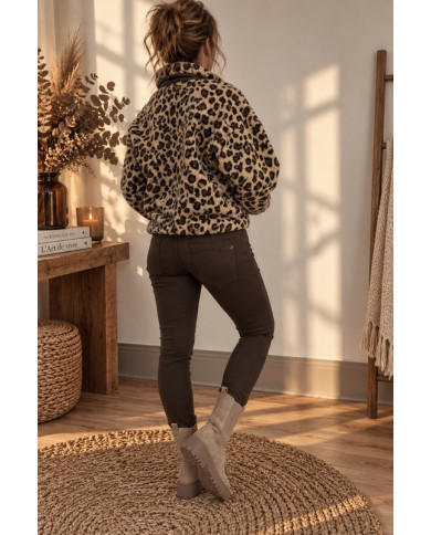 Veste polaire réversible léopard / chocolat