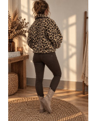 Veste polaire réversible léopard / chocolat