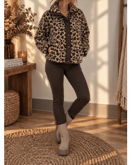 Veste polaire réversible léopard / chocolat