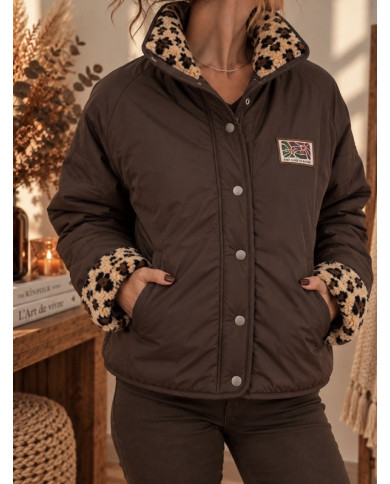 Veste polaire réversible léopard / chocolat