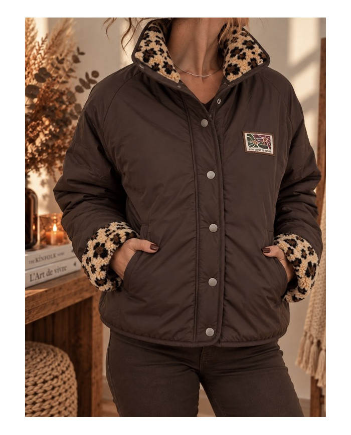 Veste polaire réversible léopard / chocolat
