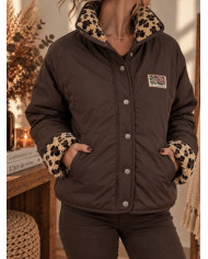 Veste polaire réversible léopard / chocolat