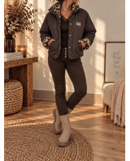 Veste polaire réversible léopard / chocolat