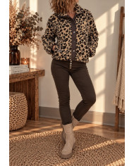 Veste polaire réversible léopard / chocolat