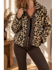 Veste polaire réversible léopard / chocolat