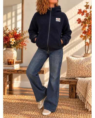Veste polaire bleu marine à capuche Fontine