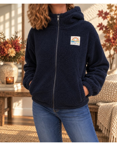 Veste polaire bleu marine à capuche Fontine