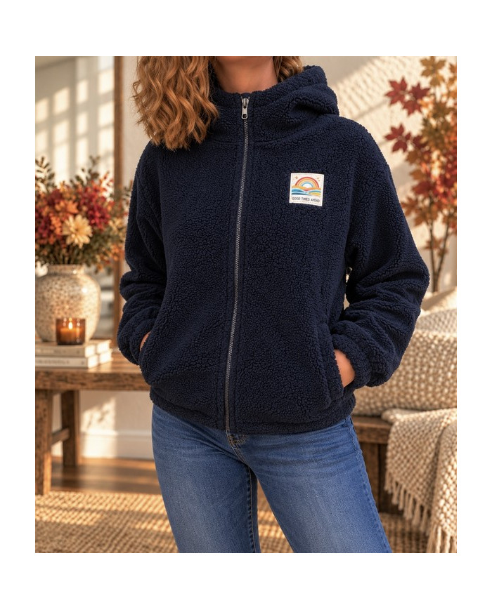 Veste polaire bleu marine à capuche Fontine