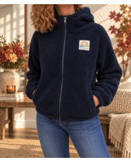 Veste polaire bleu marine à capuche Fontine