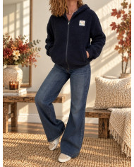 Veste polaire bleu marine à capuche Fontine