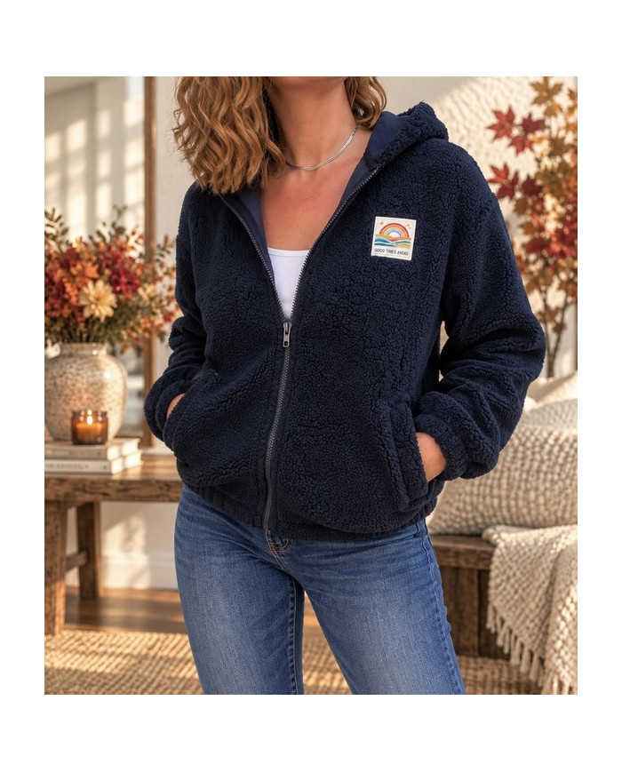 Veste polaire bleu marine à capuche Fontine