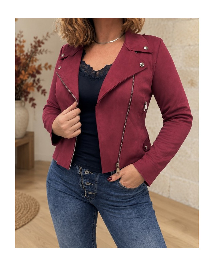 Veste suédine bordeaux