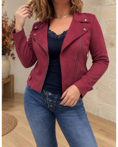 Veste suédine bordeaux