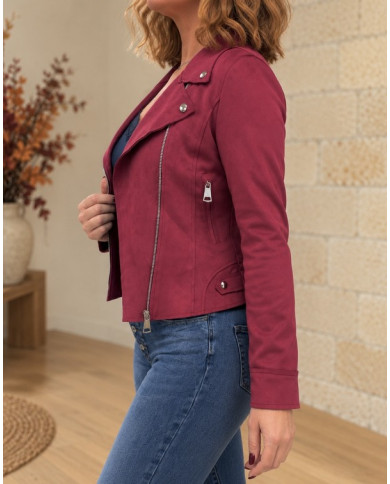 Veste suédine bordeaux