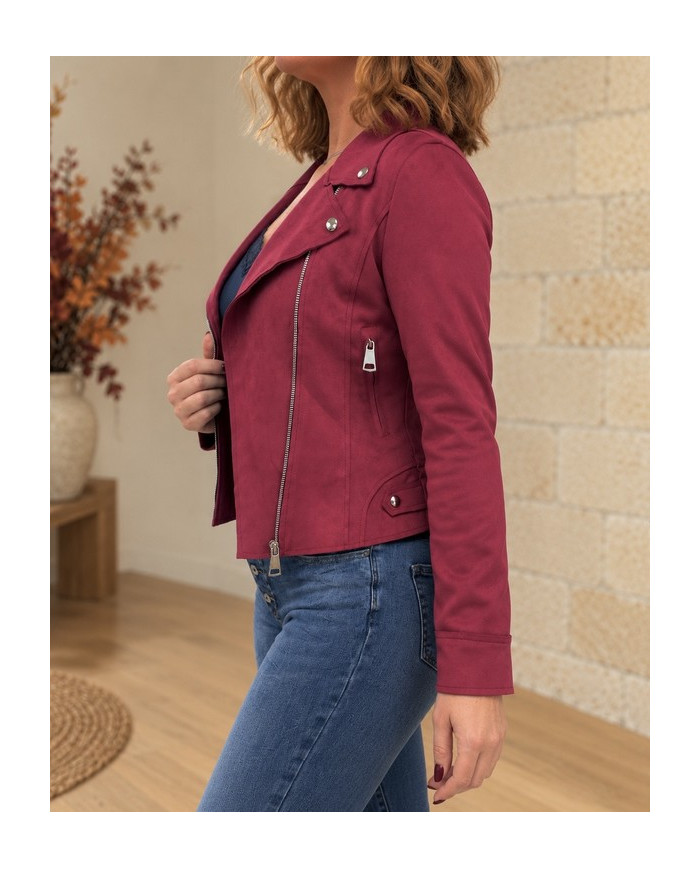 Veste suédine bordeaux