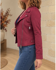 Veste suédine bordeaux