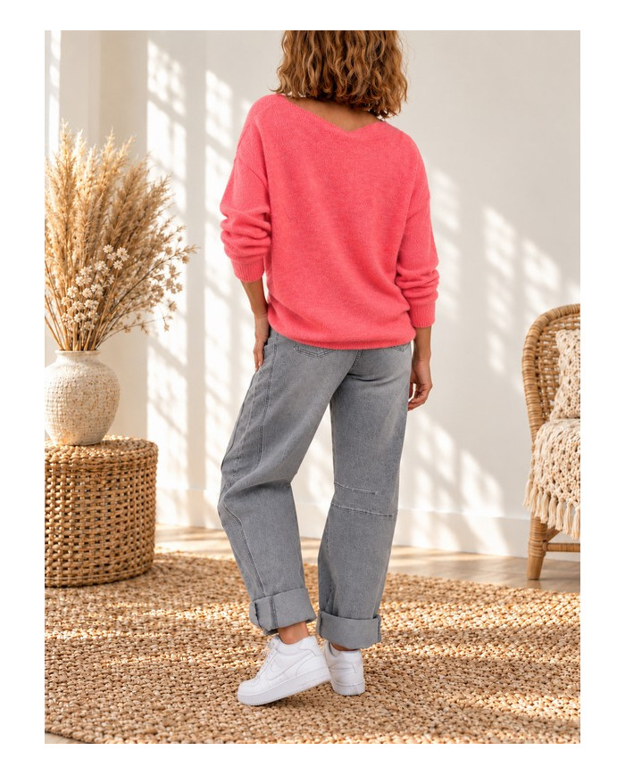 Pull oversize corail flashy "Rock"