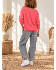 Pull oversize corail flashy "Rock"