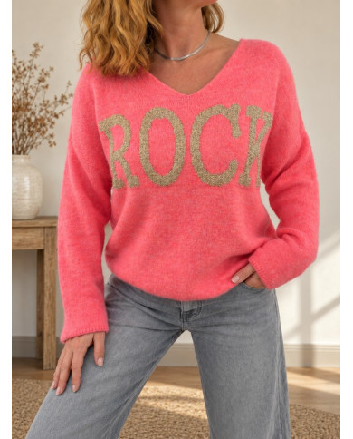 Pull oversize corail flashy "Rock"