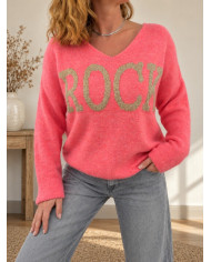 Pull oversize corail flashy "Rock"
