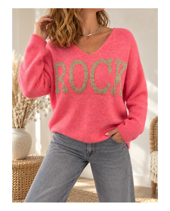 Pull oversize corail flashy "Rock"