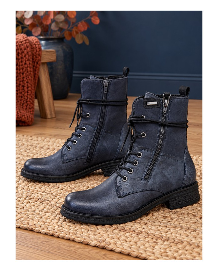 Bottines montantes bleu jean marine