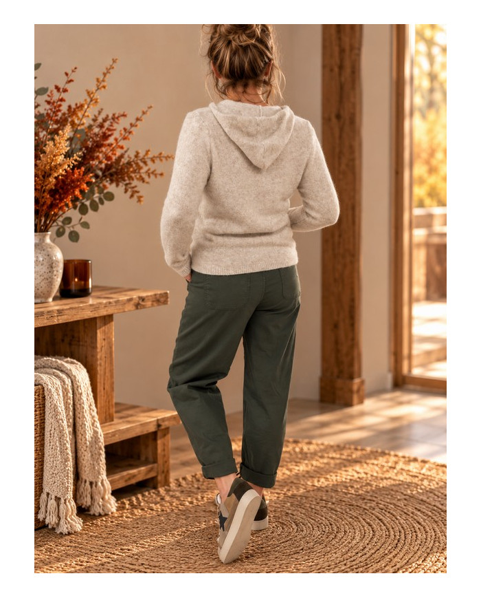 Pull à capuche extra doux beige