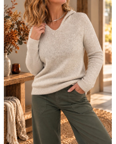 Pull à capuche extra doux beige