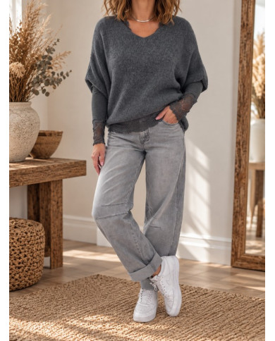 Pull sans manches alpaga gris