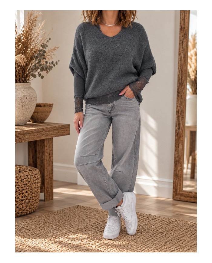 Pull sans manches alpaga gris