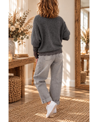 Pull sans manches alpaga gris