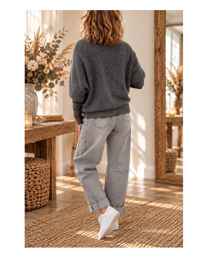 Pull sans manches alpaga gris