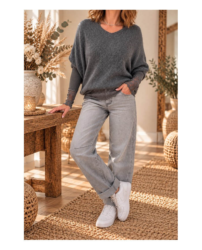 Pull sans manches alpaga gris