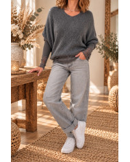 Pull sans manches alpaga gris