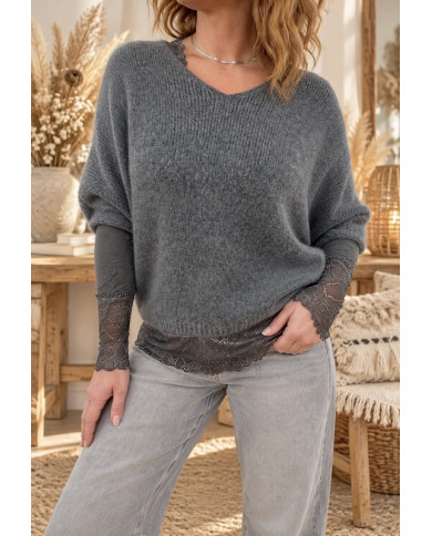 Pull sans manches alpaga gris