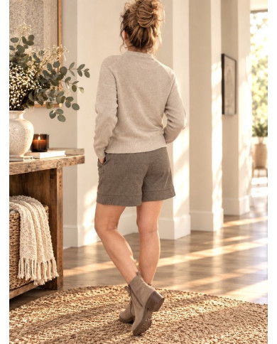 Short en flanelle taupe Mattéo