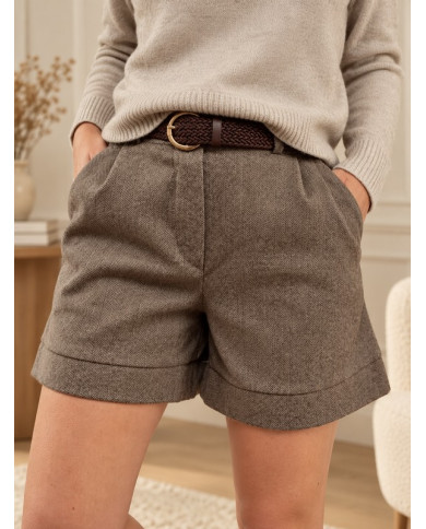 Short en flanelle taupe Mattéo