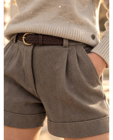Short en flanelle taupe Mattéo