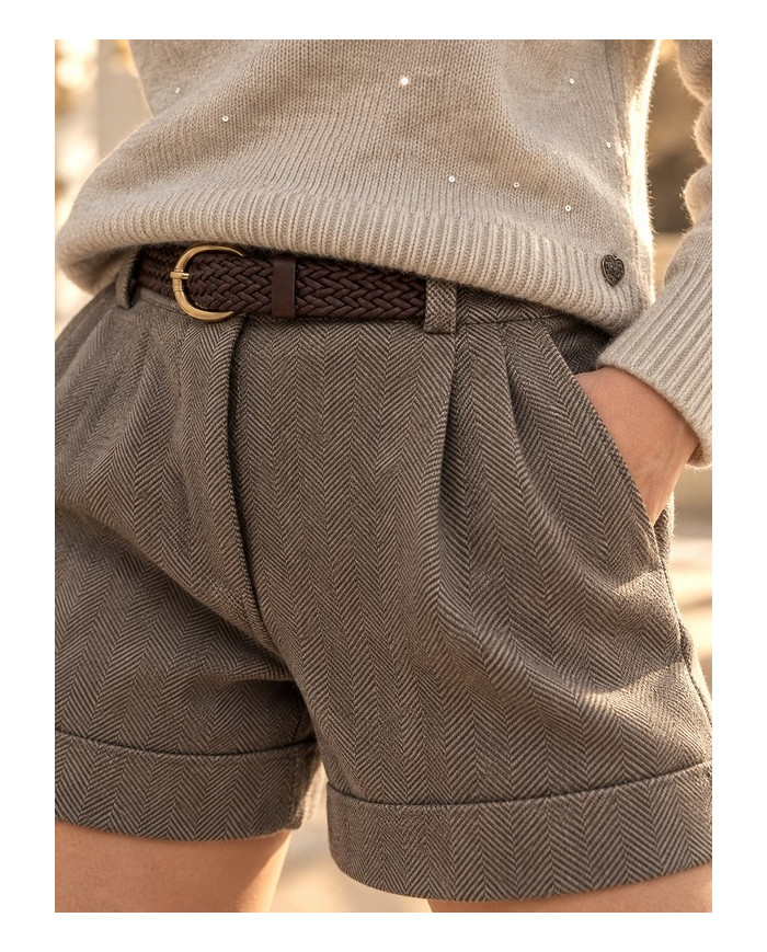 Short en flanelle taupe Mattéo