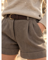 Short en flanelle taupe Mattéo