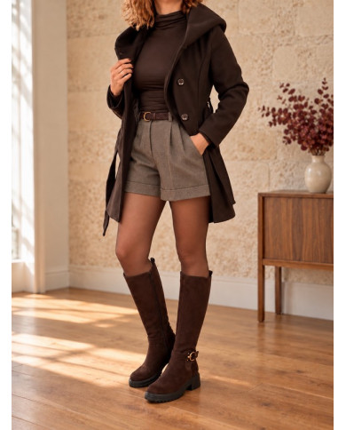 Short en flanelle taupe Mattéo
